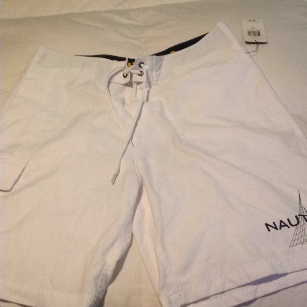 White Nautica swim trunks